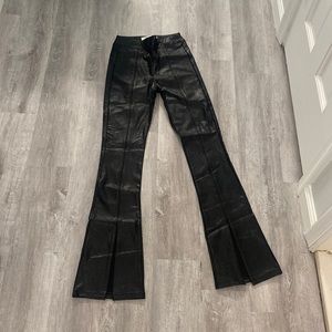 Flare black leather pant